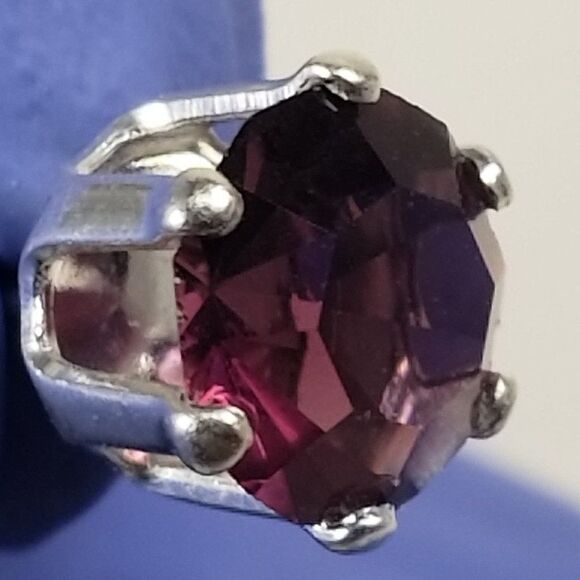 Swarovski Crystal Element - Sterling Silver Overlay 2 CTW purple Stud Earrings - Picture 6 of 6